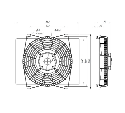 Вентилятор с диффузором 24В, 140Вт, PULL