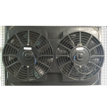Сдвоенный вентилятор конденсатора с диффузором, 12В, 2 × 80Вт, PUSH, под радиатор 14" × 23"