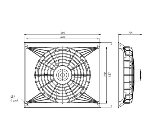 Вентилятор с диффузором 24В, 120Вт, PULL